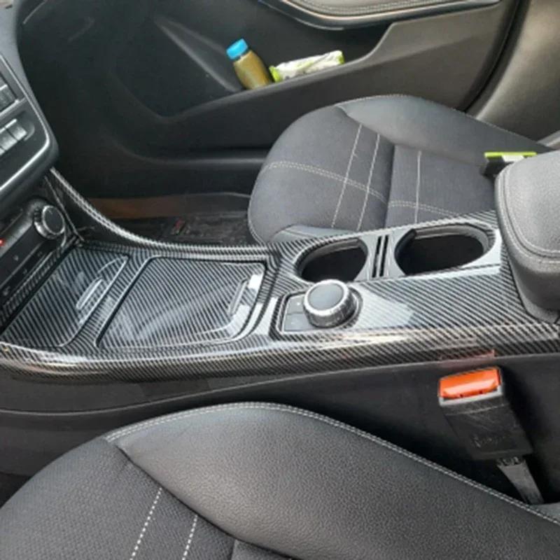 Decoratieve Frame Sticker voor Panel van Waterbekerhouder Middenconsole Auto voor Mercedes GLA CLA A Klasse W176 2013-2018 LHD Koolstofvezel