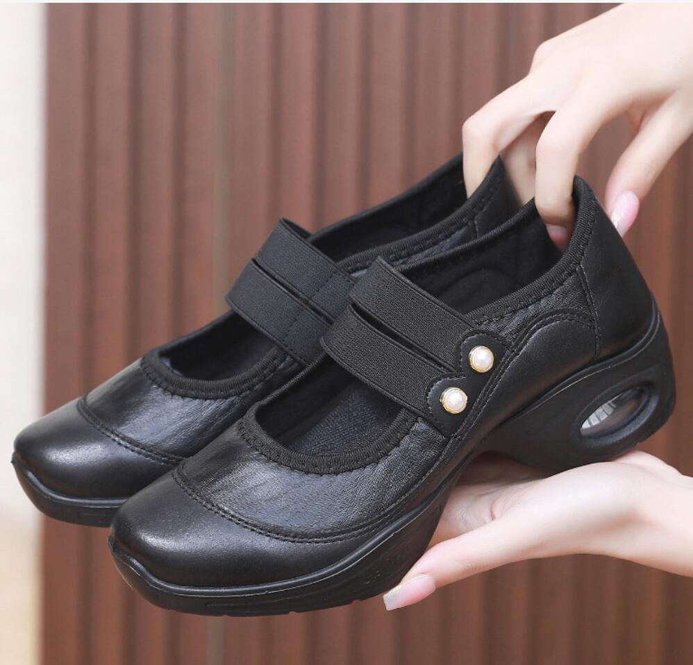 

Модная танцевальная обувь для женщин, современная мягкая подошва, джазовые кроссовки, мягкая кожа, дышащая, легкая женская танцевальная фитнес-обувь, спортивная обувь для мам 40 чёрный