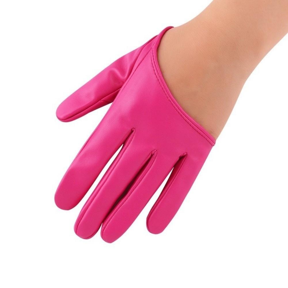 PU-Leder Halbfingerhandschuhe Fingerlose Lacklederhandschuhe Persönlichkeit Fünf-Finger-Fäustlinge Damen