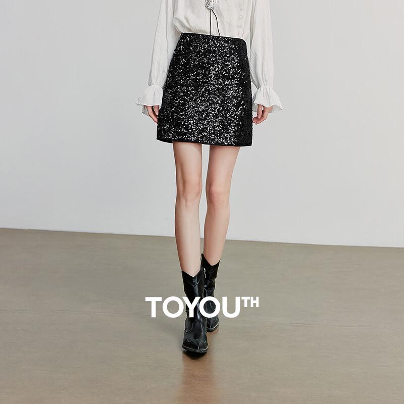 Chuyu Sparkly Sequin A-Line Mini Skirt M