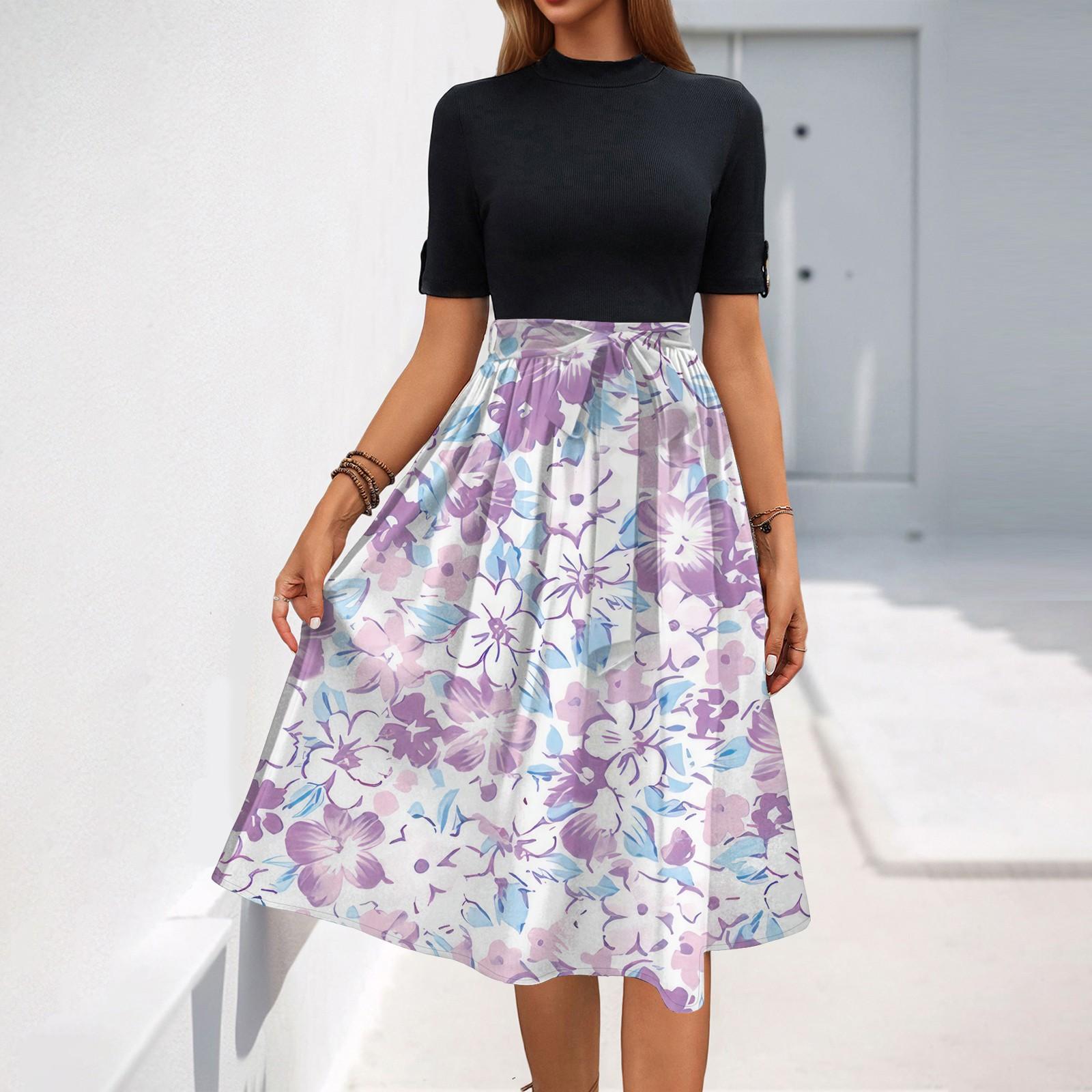 

Женские летние платья повседневные свободные сарафаны с короткими рукавами и карманами L