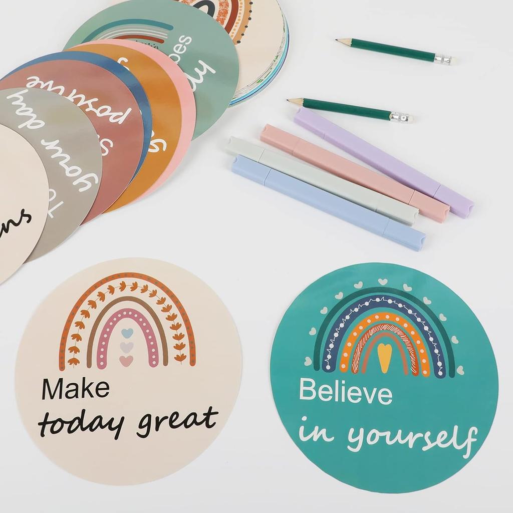 50pcs Positive Sayings Accents Boho Rainbow Motivational Classroom Cutouts Decors Growth Mindset Chips Pirational Quotes Bulletin Board Class Door