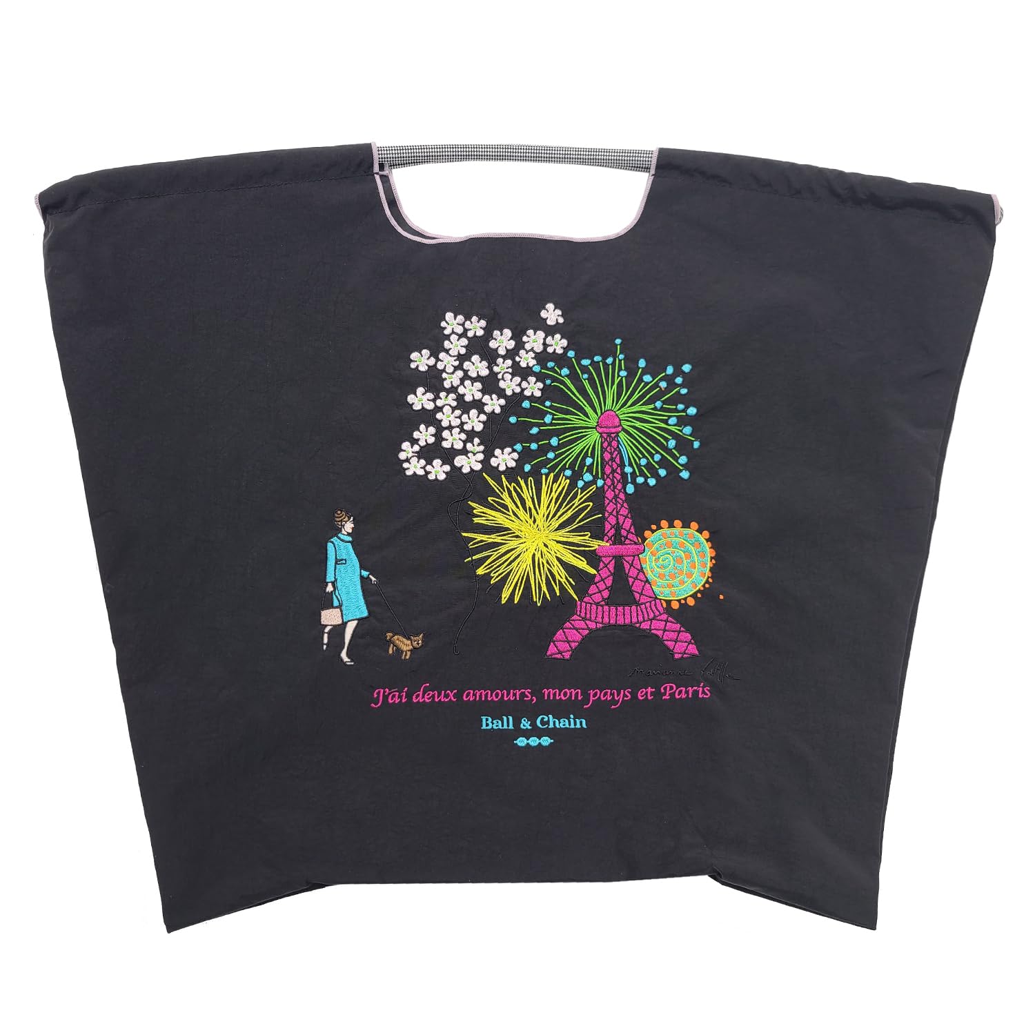 

Шариковая цепочка Аутентичная Большая Эйфелева башня Марианна Битва Эйфелева башня Хозяйственная сумка Эко-сумка 363101 [Ball & Chain] & M.B (Л, ЧЕРНЫЙ) чёрный