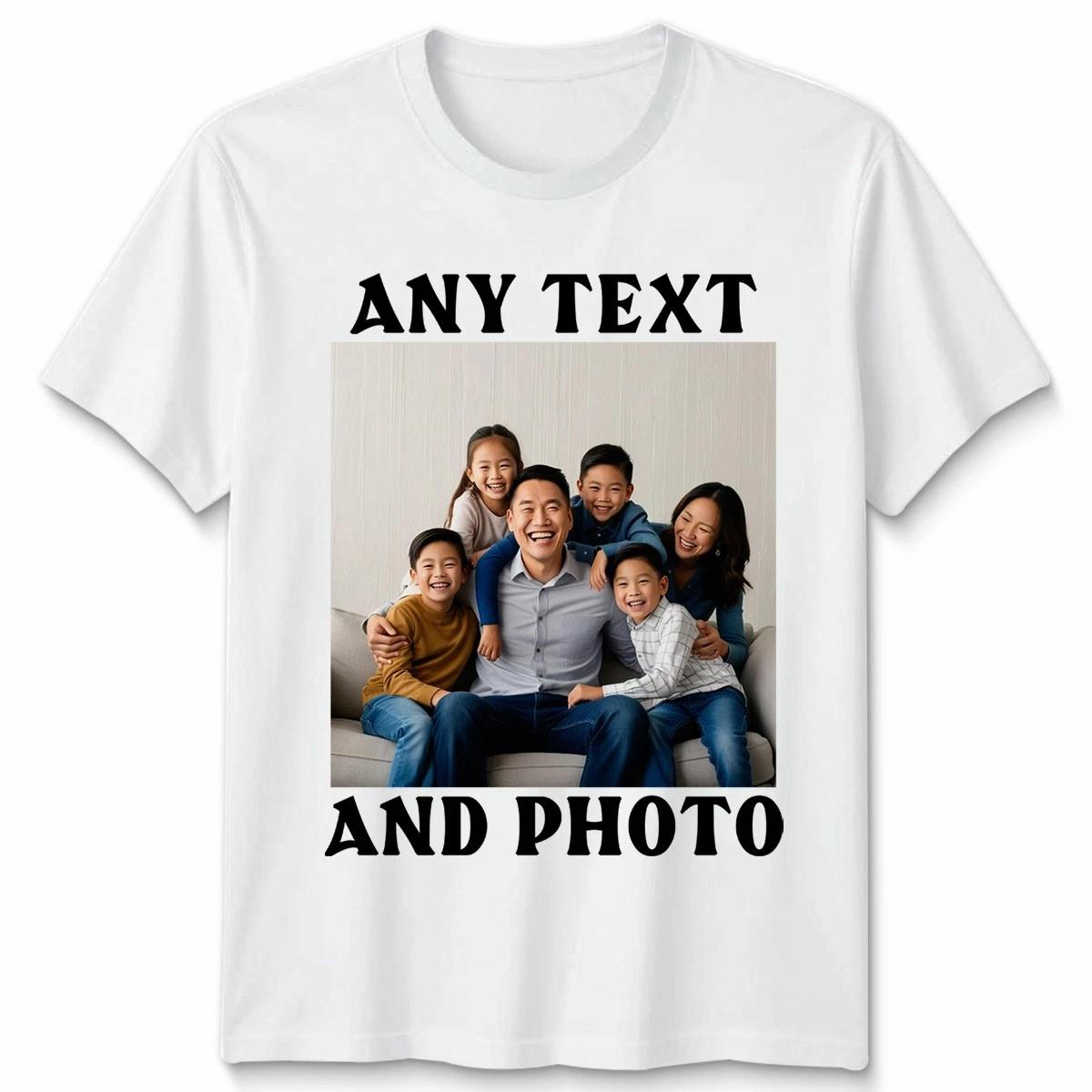 Custom Photo Text Upload Personalised Unisex Tee Any Text And Photo Shirt #1 XL
