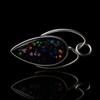 Certified 27 Ct Natural Black Opal Pear Pendant 925 Sterling Silver Jewelry