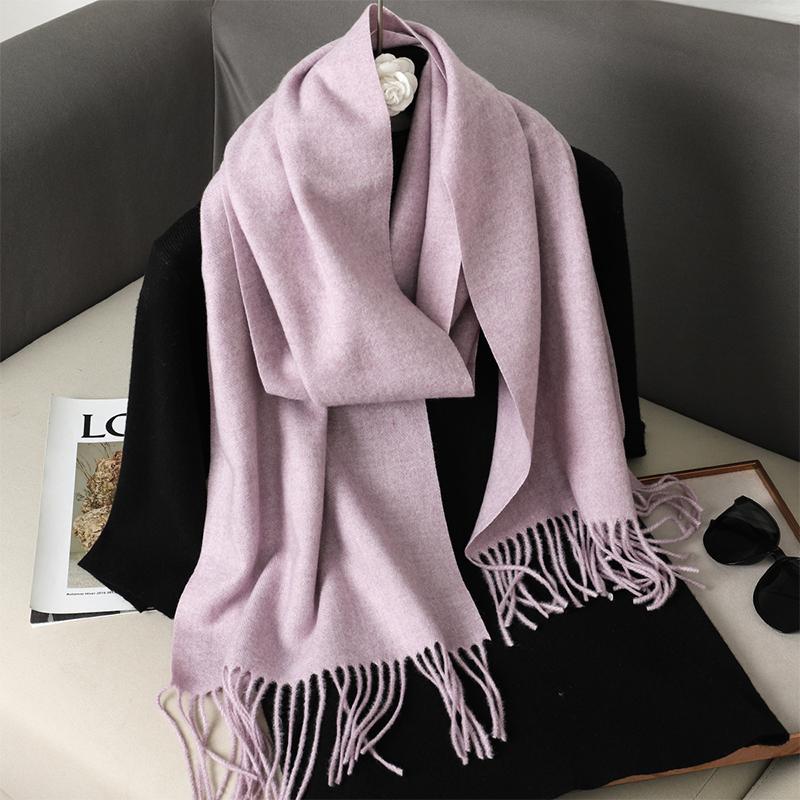 Nytt 62 farger Vinterskjerf for kvinner Langt Varmt Kasjmirskjerf Hijab Ensfarget Dame Sjal Wrap Kvinnelig Pashmina Bandana Hodeskjerf