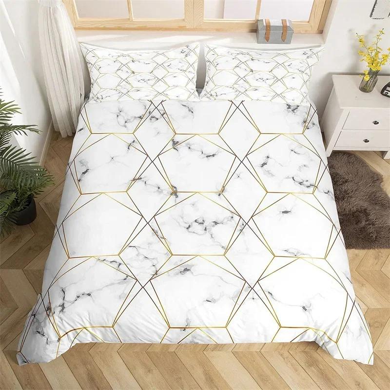Geometric Duvet Cover Set Marble Bedding Set Microfiber Abstract Art Comforter Cover Single Full King Queen For Boys Girls Room