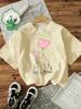 Funny Elephant Print 100% Cotton T-Shirt Women's Y2k Style T-Shirt Graphic Short Sleeve Crew Neck Top Shirt Casual