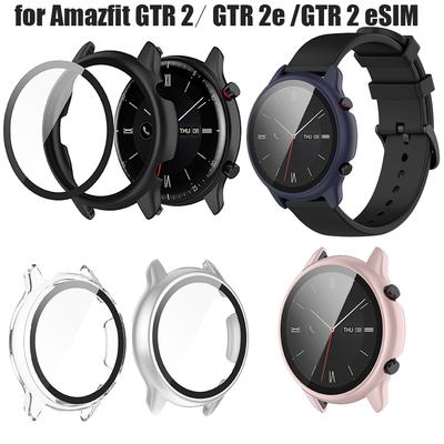 Full Protective Case Cover Shell For Amazfit GTR 2 2e eSIM+ Tempered Film Replacement Accessories Frame 360 Screen Protective
