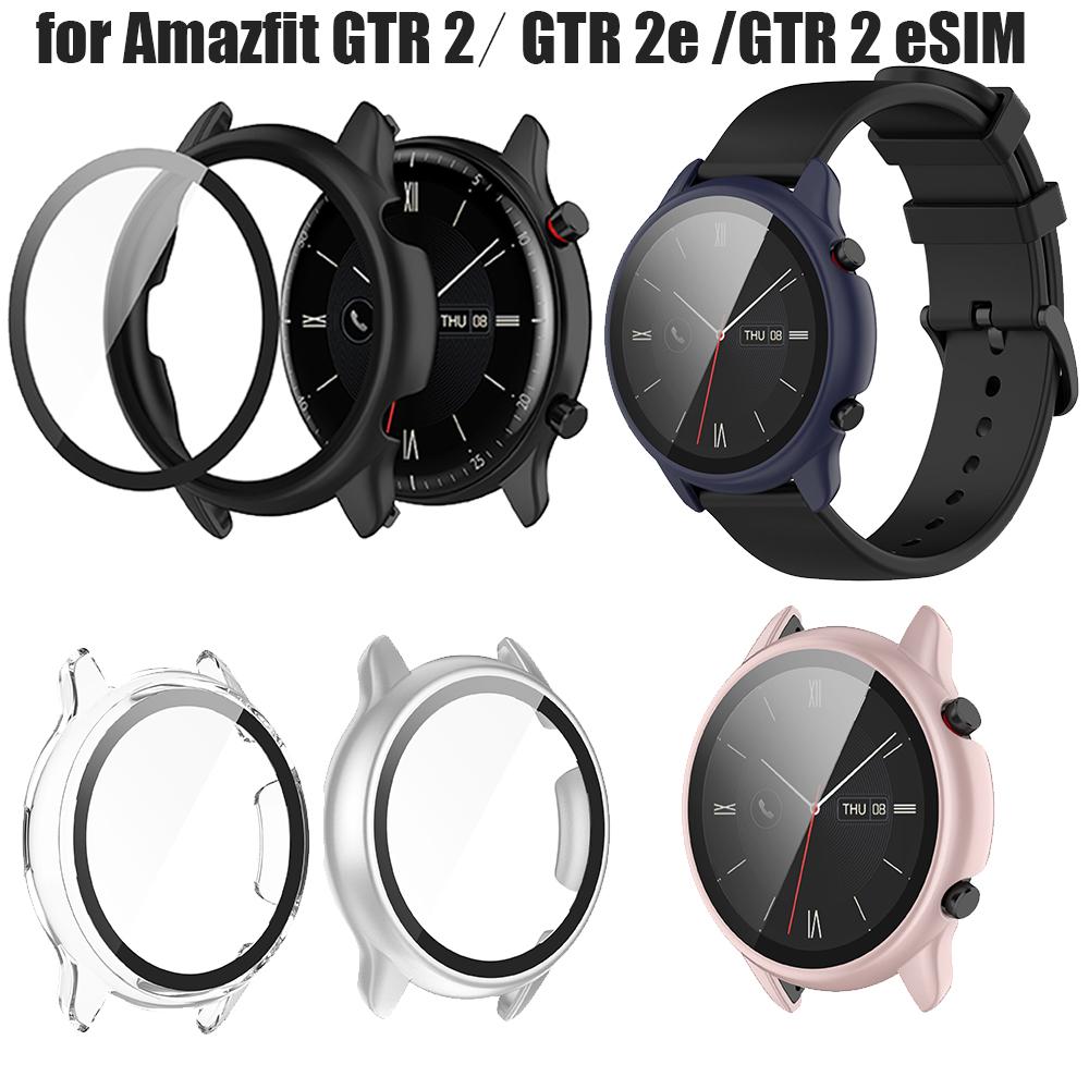 Vollschützende Hülle Abdeckung Schale Für Amazfit GTR 2 2e eSIM+ gehärtetes Glas Ersatz Zubehör Rahmen 360 Bildschirmschutz