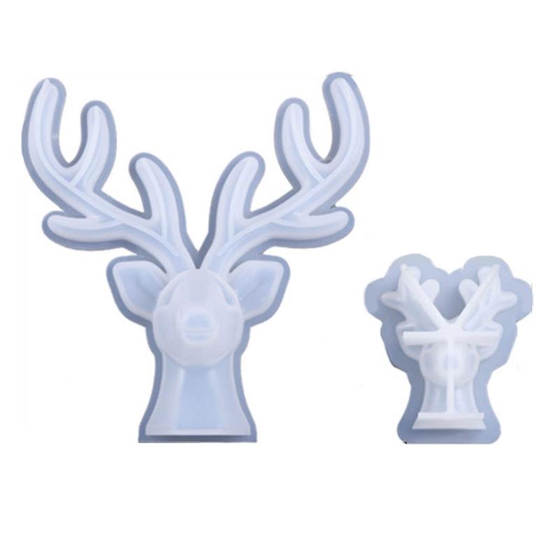 

2x Christmas Elk Silicone Mould Deer Castings Molds Ornament Desktops Decorative Plasters Molds for Holiday Decorations 1