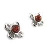 Les Trésors De Lily [N2230] - Cognac Amber 'Inspiration' Silver Earrings (rhodium-plated)