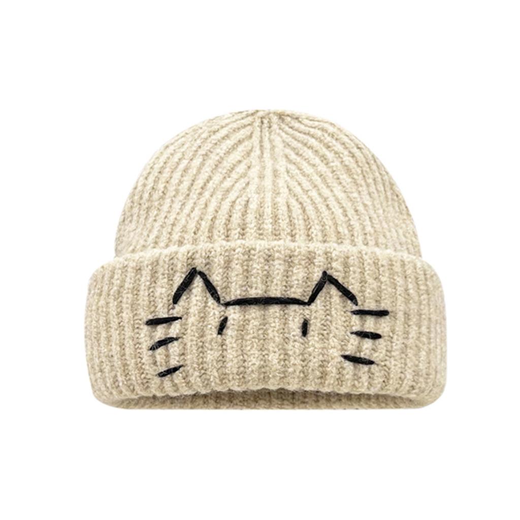 Cute Line-design Cat Knitted Hat For Womenkeeps You Warm In Fall And Winter