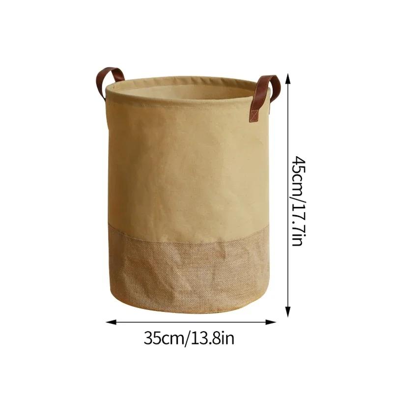 Foldable Laundry Basket Cotton Linen Clothes Toy Storage Basket Laundry Baskets with Handle Home Dirty Clothes Organizers