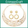 Mode Einfarbig Hohl Design Damen Metall Halskette Kragen Runde Ohrring Set Für Geschenk Und Anlass
