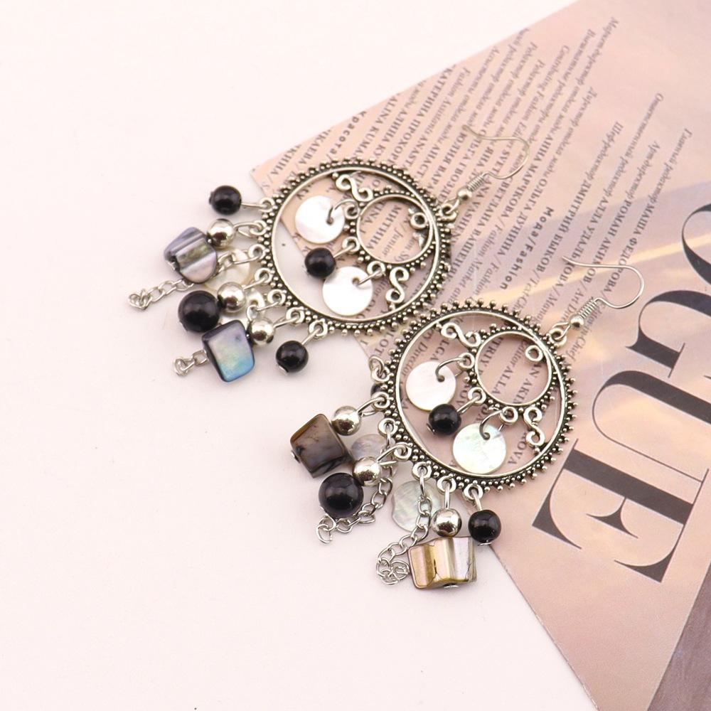 Fashion Retro Celebrity Temperament, Hollow Water Drop Rice Bead Fringed Earrings, Chain Fringed Earrings E92