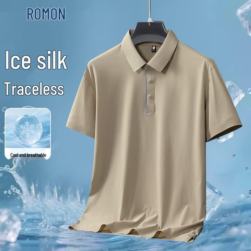 ROMON Men s Ice Silk Seamless Polo T-Shirt 4XL