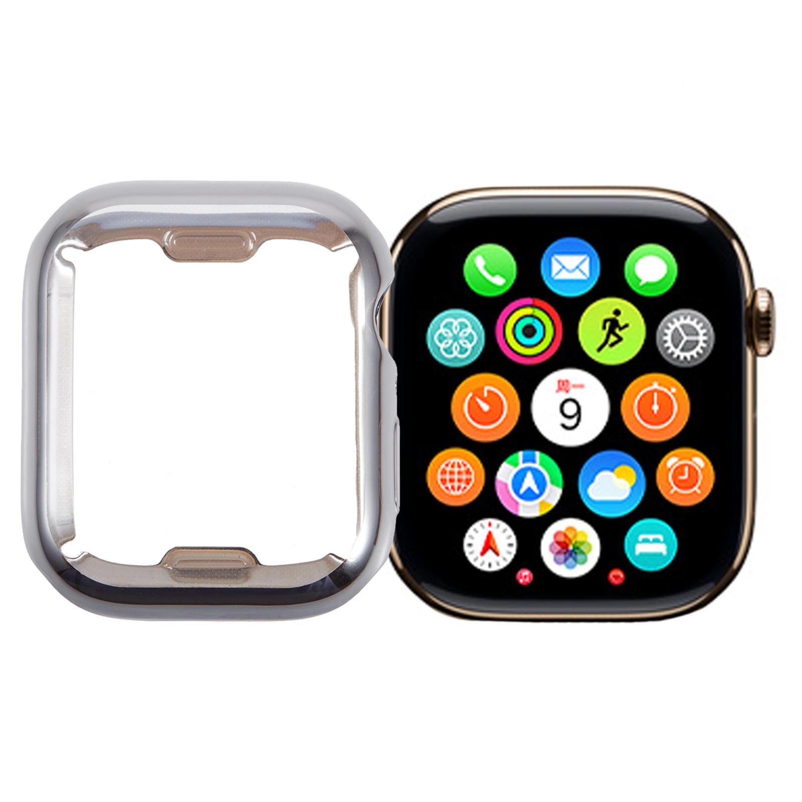

For Apple Watch Series 9/8/7 41mm Watch Case Flexible TPU Cover Full Coverage Electroplating F