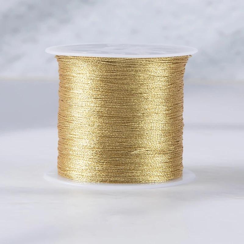

0.2mm-0.8mm Gold/Silver/Gradient Macrame Cord Thread Braided String for DIY Bracelet Necklace Tassels Beading Craft Accessories 1mm-15 Meters