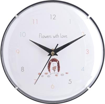 Fuji Boeki Wall Clock Width 20 X Depth 4 X Height 20cm Flower Hedgehog Diameter 20cm Glass Plate Battery Operated Cocotte 27313