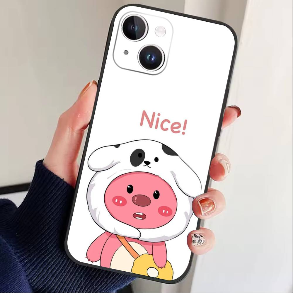 Süße Cartoon L-loopy Handyhülle Für iPhone 16,15,14,13,12,17,Pro Max,Plus Silikon Schwarze Hülle