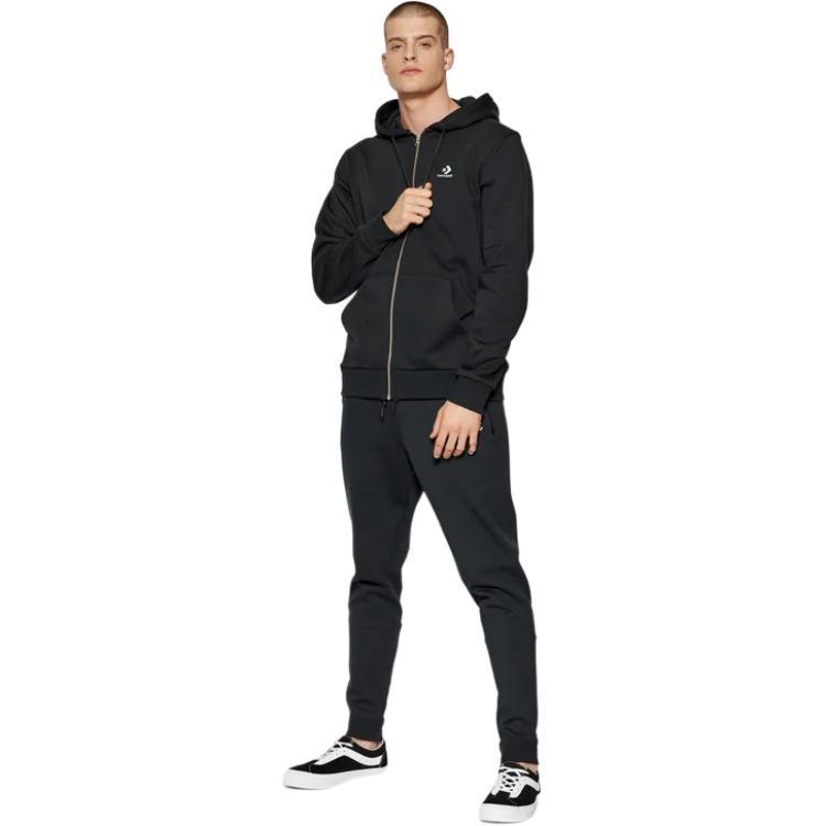 Converse Embroidered Star Chevron Full-Zip Hoodie Asia Sizing 'Black' Men's 10019922-A01