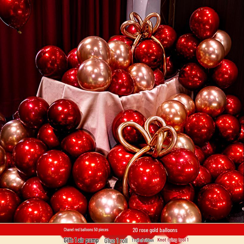 Double Layer Red Latex Balloons Set for Wedding & Engagement Room Decorations