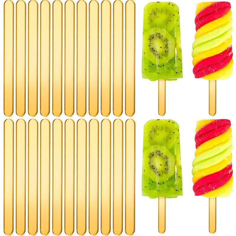 10/100pcs Acrylic Ice Cream Sticks Creamsicle Cakesicle Cake Candy Pop Sticks Reusable DIY Popsicle Crafts Kitchen Gadget Tools