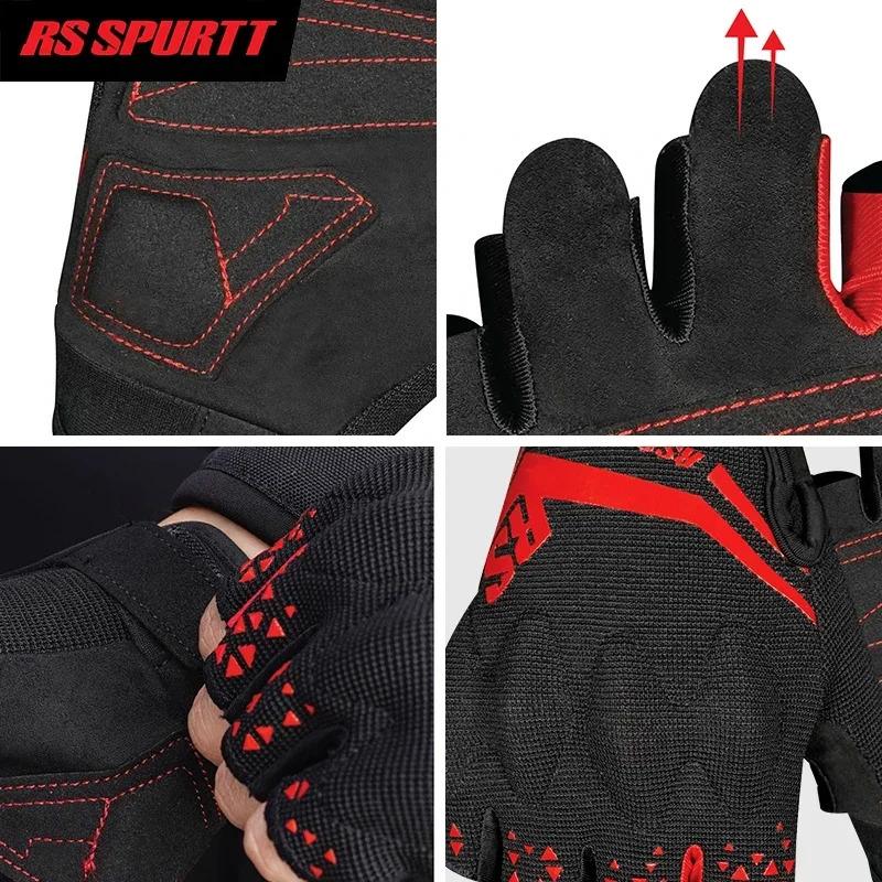 RS SPURTT RS09 Handschuhe Moto Polyester Mikrofaser Dünn Atmungsaktiv Anti-Rutsch Herren Damen Sommer Halbfinger Motorrad Reithandschuh
