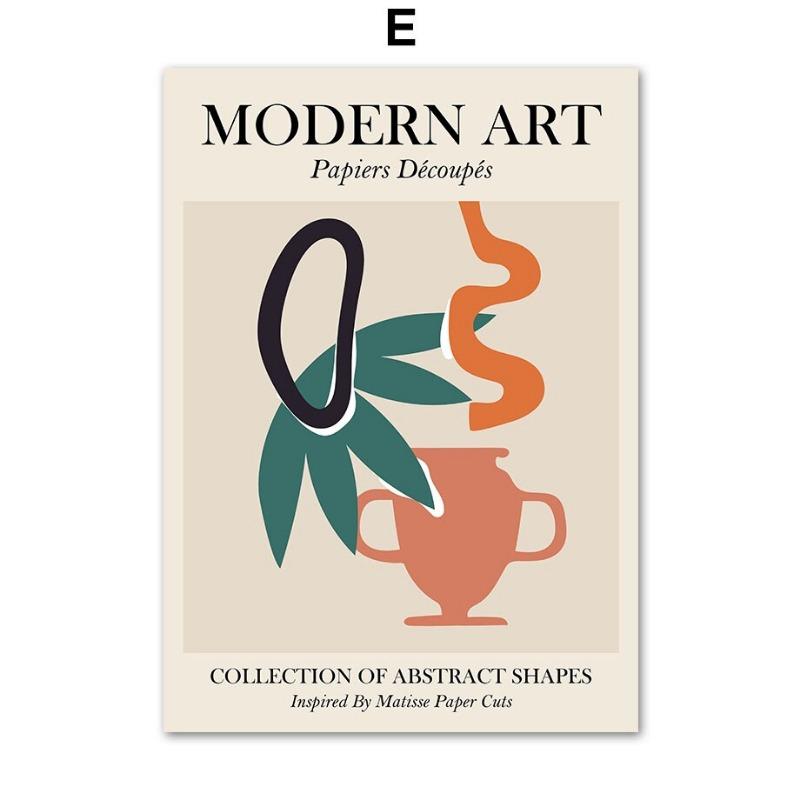 Boho Woman with Leaves Vase Matisse Abstract Art  Nordic Canvas Posters  Prints for Living Room Wall Decor