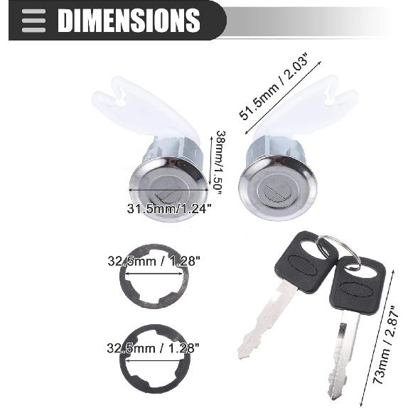 Motoforti Door Lock Cylinder Kit, for Ford Explorer 1992-1995, Metal, with 2 Keys, F2UZ1522050A, Black Silver Tone, 1 Set