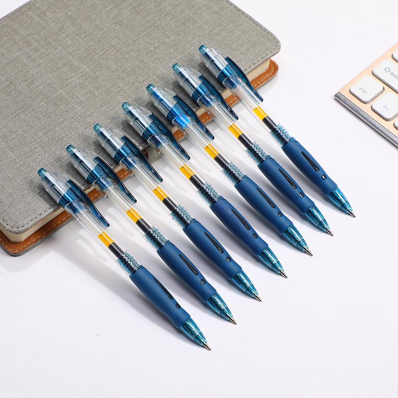 12PCS new press-action neutral pen, three-color non-slip bullet refill for learning office, neutral fountain pen