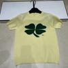 Superior Jacquard Clover Knit Round Neck Short Sleeve Casual Versatile Top for Summer 2026