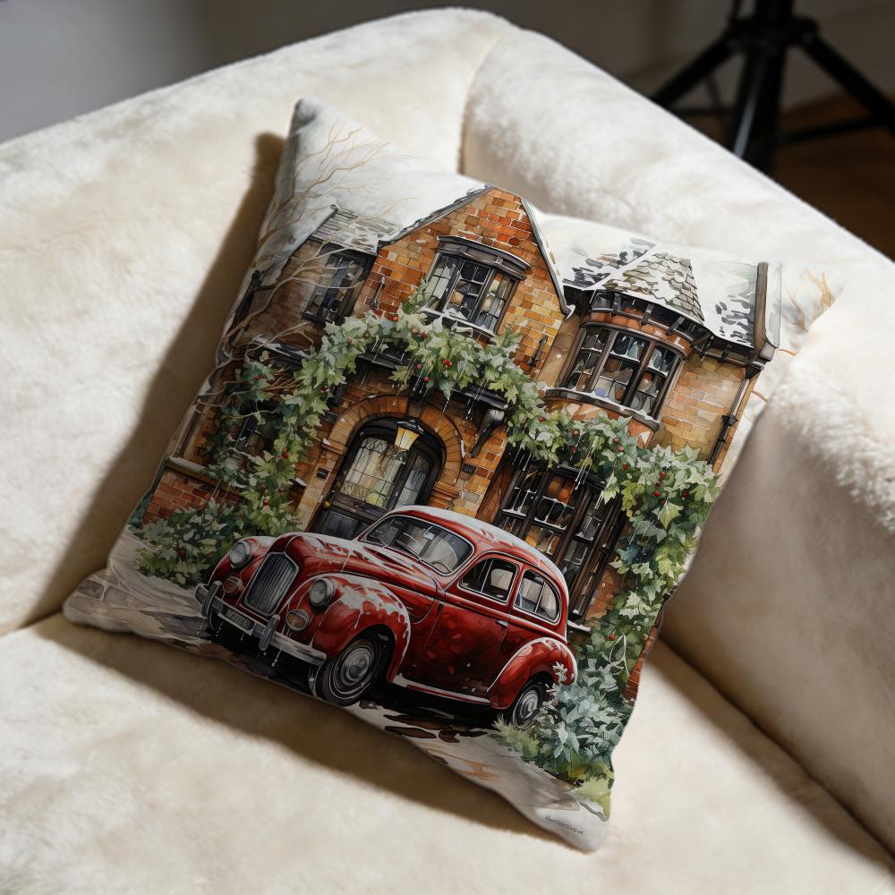 Watercolor Vintage Car Cushion Cover Soft Decorative Pillow Case Suitable for Bedroom Sofa Car Travel Use
