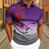 Polo Elegante da Uomo con Stampa Floreale Rosa T-shirt a Maniche Corte da Uomo per Esterno e Strada Top Estivo per la Casa Maglietta Casual Polo da Uomo e da Donna