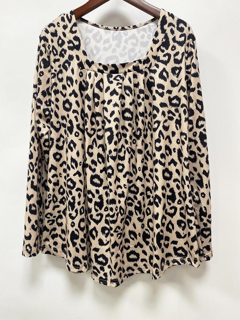 2024 European & American Leopard Print Casual Long Sleeve for Autumn/Winter