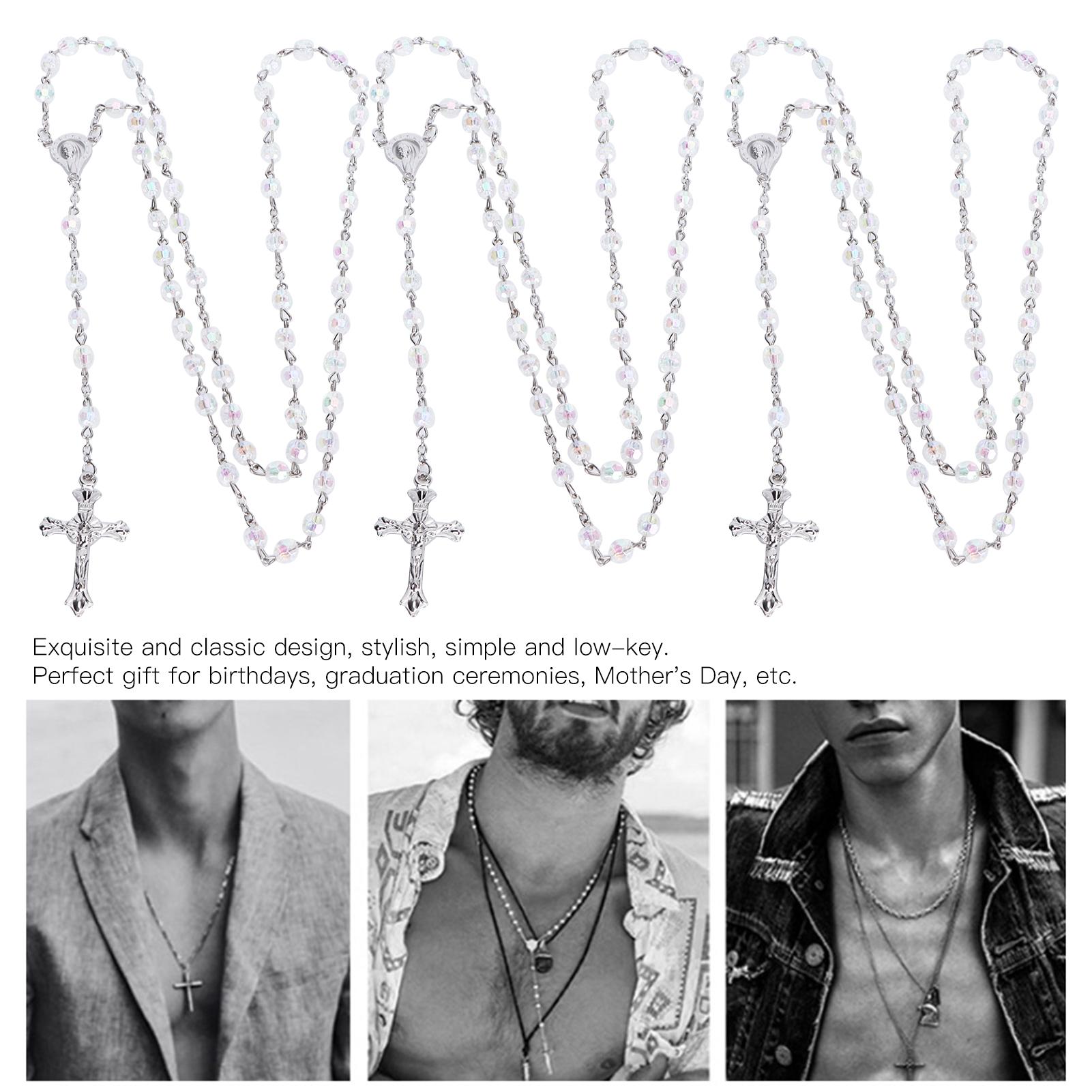 3pcs Religious Crucifix Pendant Necklace   Jewelry Decoration for Men Women Birthdays Gift(White   Colorful )