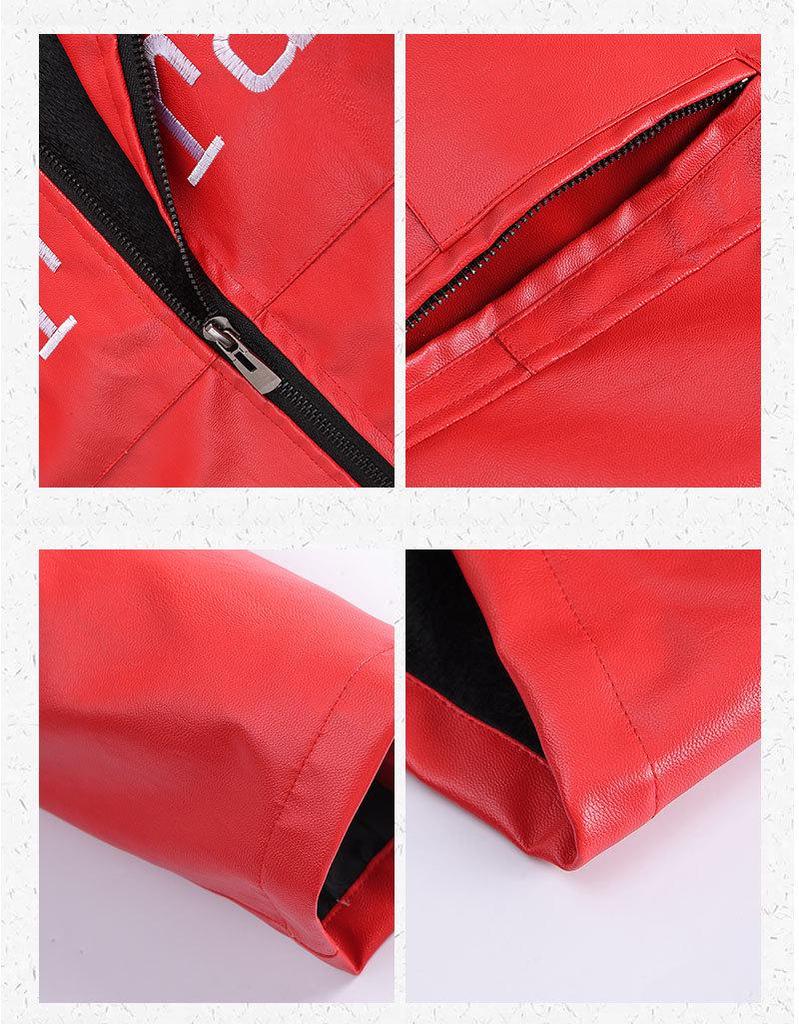 F1 Rennanzug im amerikanischen Stil: Bestickte PPU-Leder-Motorradjacke für den Winter - Unisex