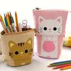 Cute Zipper Retractable Vertical Pencil Case Suitable for Students To Use Fashionable Student Stationery with Various Colors
