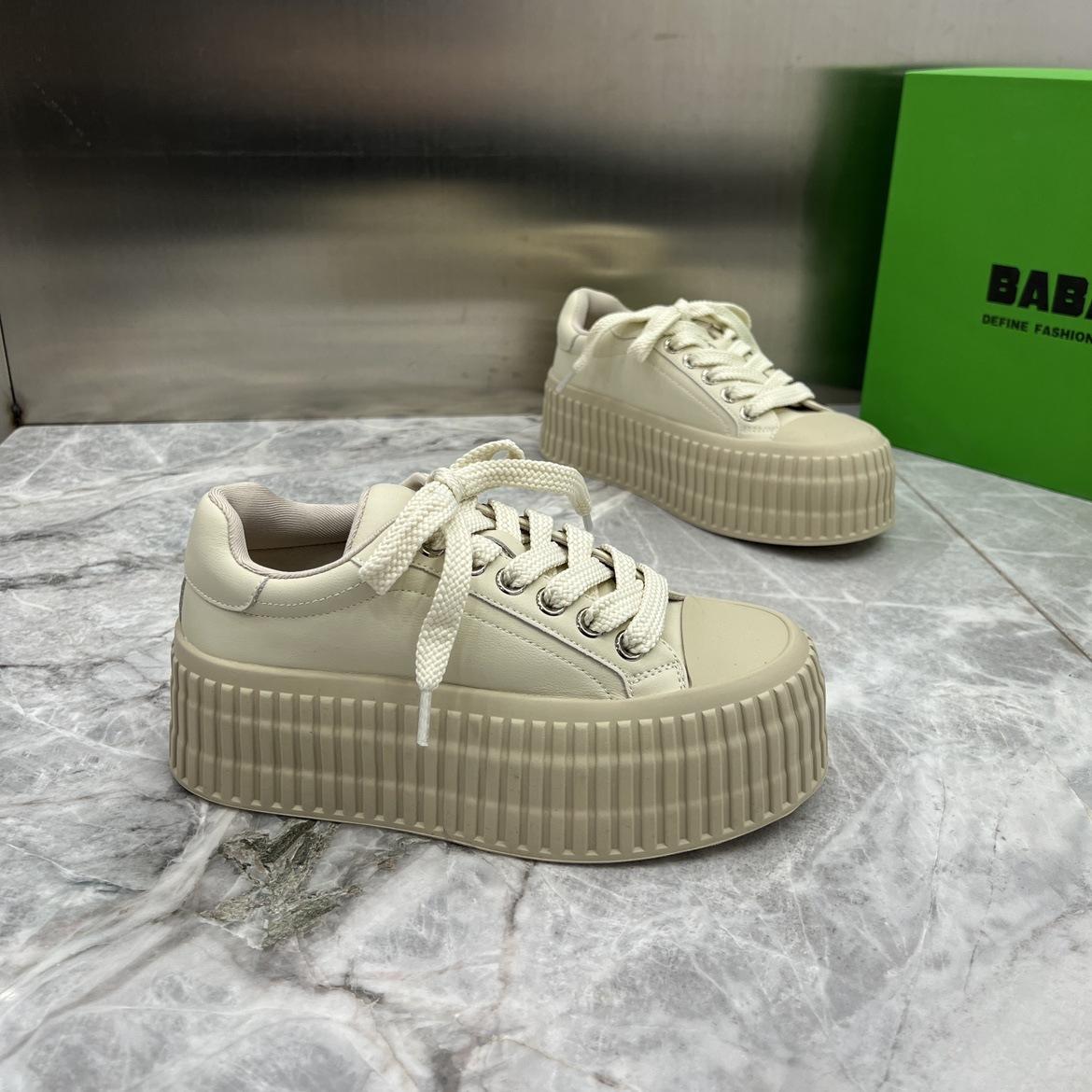 

Thick-soled inner height-increasing biscuit shoes women s autumn new muffins and versatile casual white shoes 35