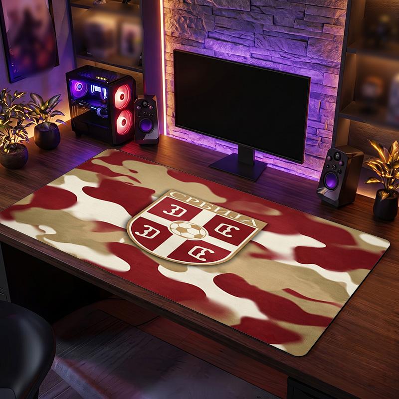 X2523==Serbia Crest Mouse Pad, Extended Non Slip Rubber Desk Mat for Gaming Office Laptop Fan Gift