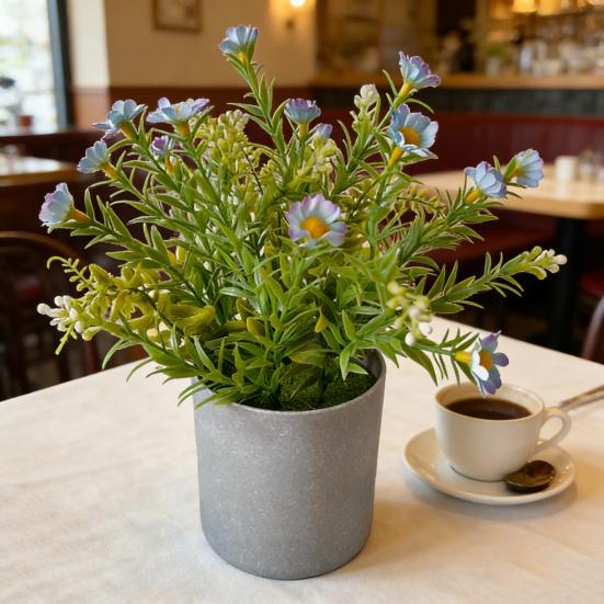 Potted Artificial Flower Spring Fake Wildflowers in Vase Small Realistic Faux Flower Decor