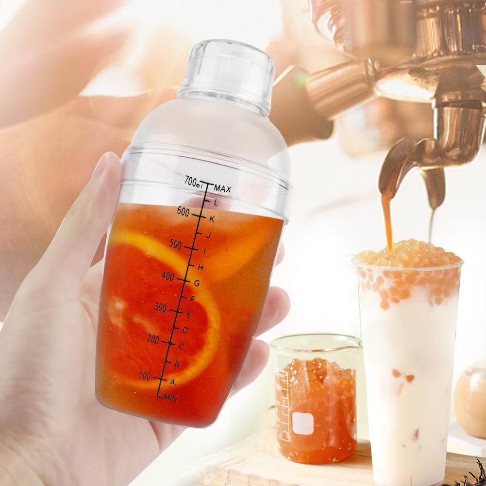 Sızıntı Önleyici Şeffaf PC Reçine Kokteyl Çalkalayıcı Mikser Ölçek Çubuğu Aracı ile(700ml)
