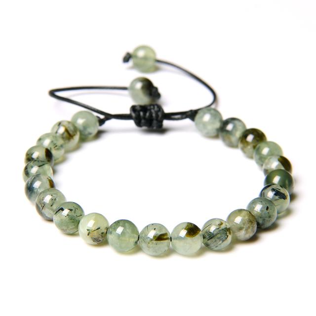 Pulseira trançada de pedra natural, jades verdes, turquesas africanas, contas, pulseiras de corda ajustáveis para homens e mulheres, presente criativo