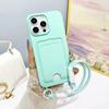 Husă de telefon din silicon moale lichid de lux pentru iPhone 16 15 14 13 12 11 Pro Max Portofel Suport card pentru șnur Husă rezistentă la șocuri