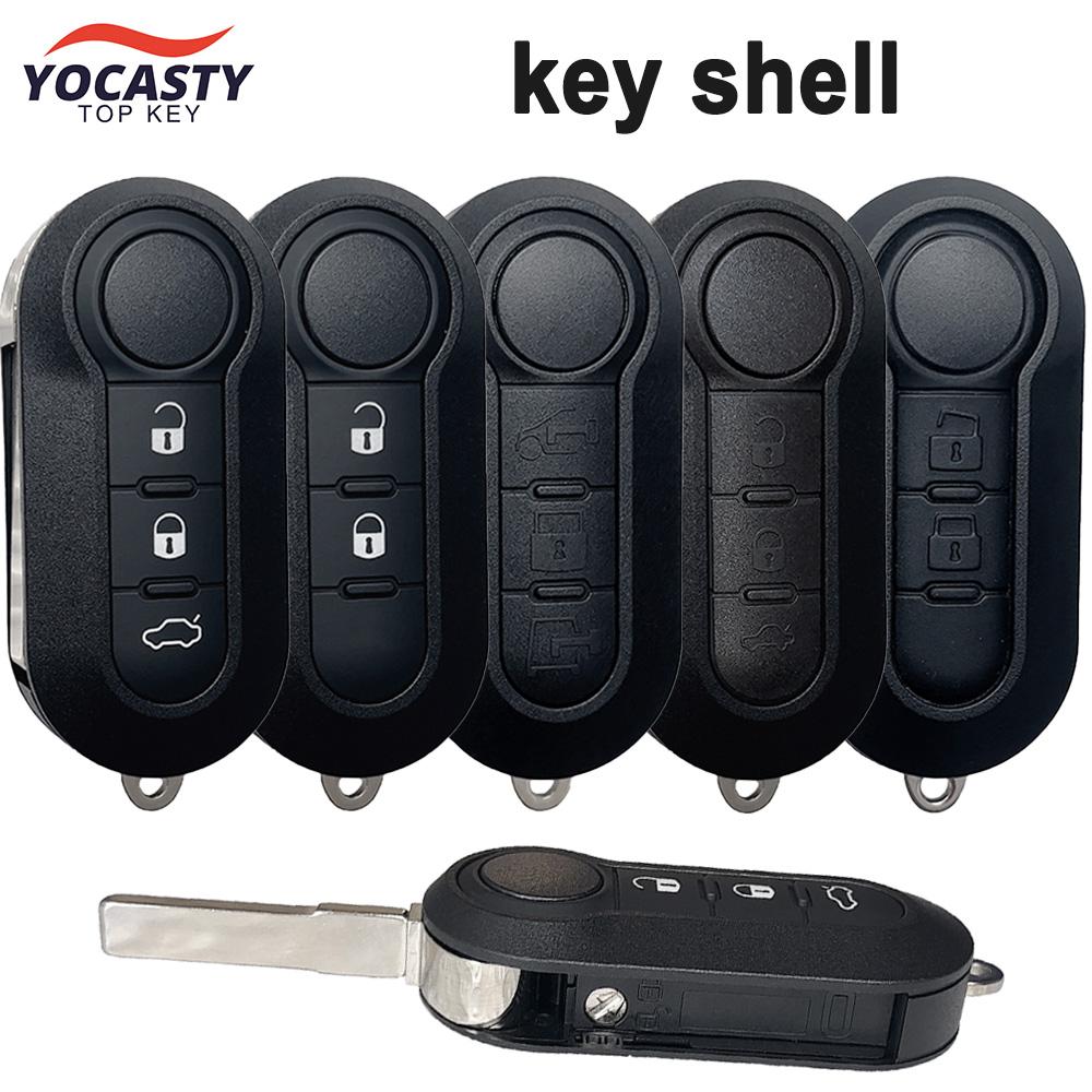 YOCASTY Flip Folding Car Key Shell Case Cover For Fiat 500 Doblo Bravo Ducato Qubo Grande Punto SIP22 Blade 2/3 Button