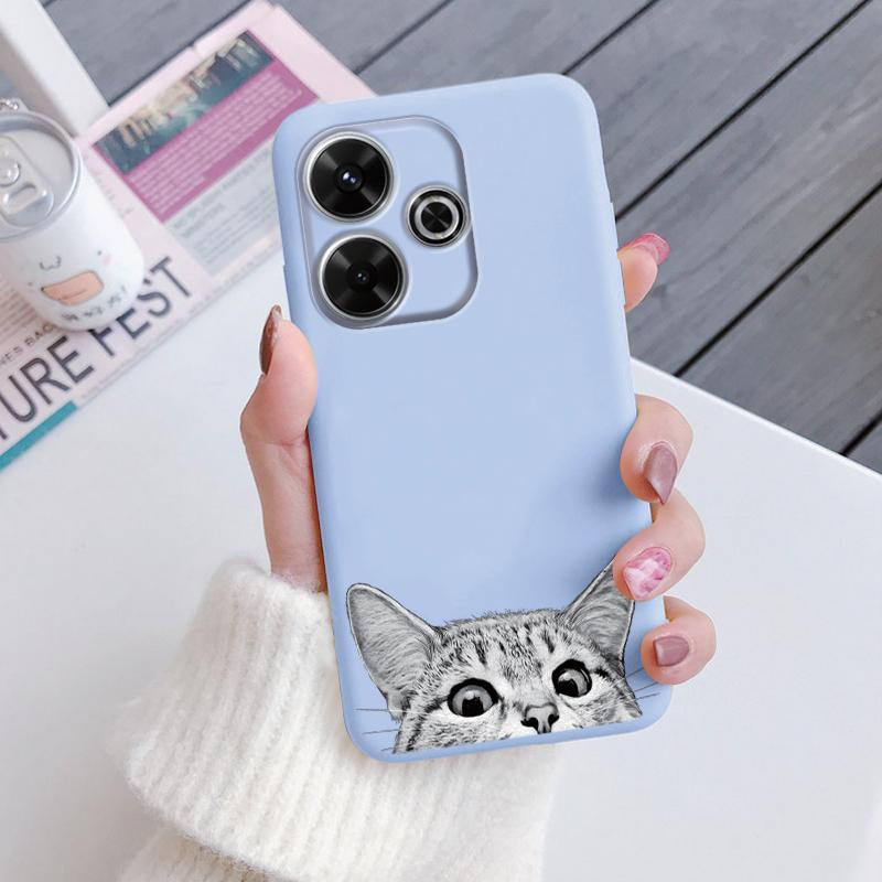 For Redmi 13 4G Phone Case Brown Leopard Print Soft Silicone TPU Cover Colorful Marble Fundas For Xiaomi Redmi 13 Redmi13 Coque