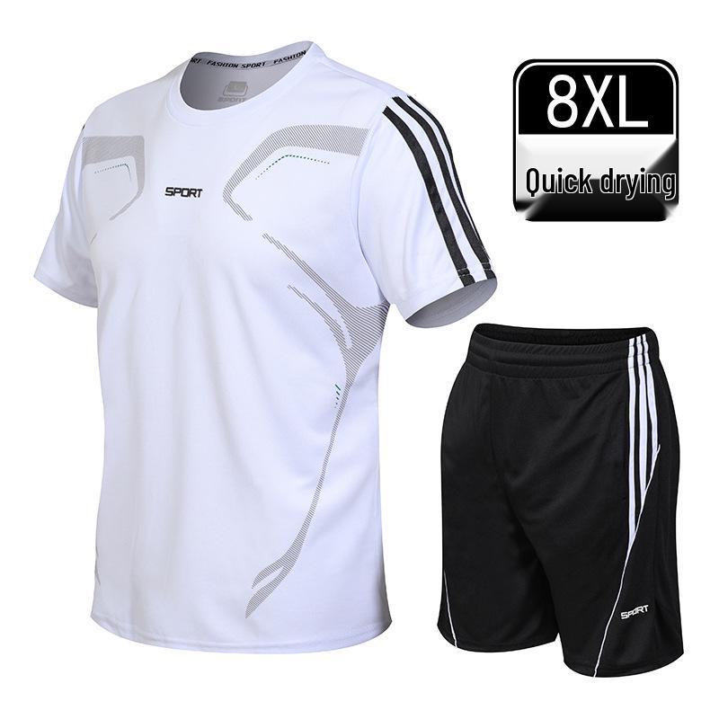 Zomer Casual Set voor Heren met Grote Maten: Top met korte mouwen en slanke pasvorm & sportshorts