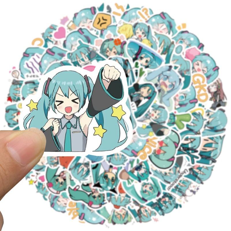 65 Stück Cartoon Süße Hatsune Miku Aufkleber Wasserdicht Vinyl für Laptop Gitarre Skateboard Gepäck Graffiti Aufkleber Kinder Party Geschenk