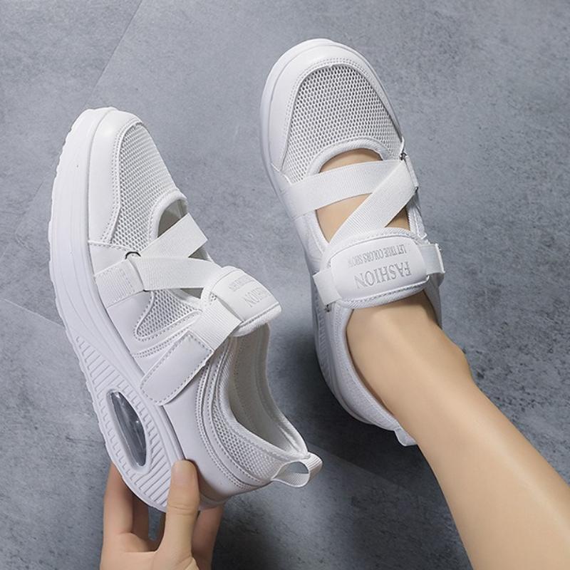 Air Cushion Platform Shoes for Women Breathable Mesh Casual Walking Shoes Elegant Mom Shoes Wedge Heels